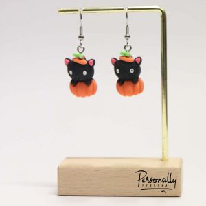 Halloween Earrings - Cat in Pumpkin Halloween Earrings - Cat in Pumpkin
