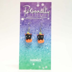 Halloween Earrings - Cat in Pumpkin