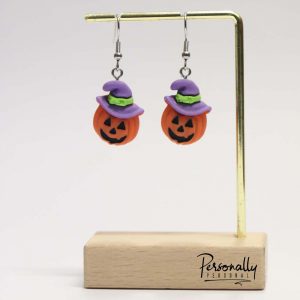 Halloween Earrings - Jack'o'lantern with hat Halloween Earrings - Jack'o'lantern with hat