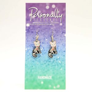 Cat Skeleton Halloween Earrings